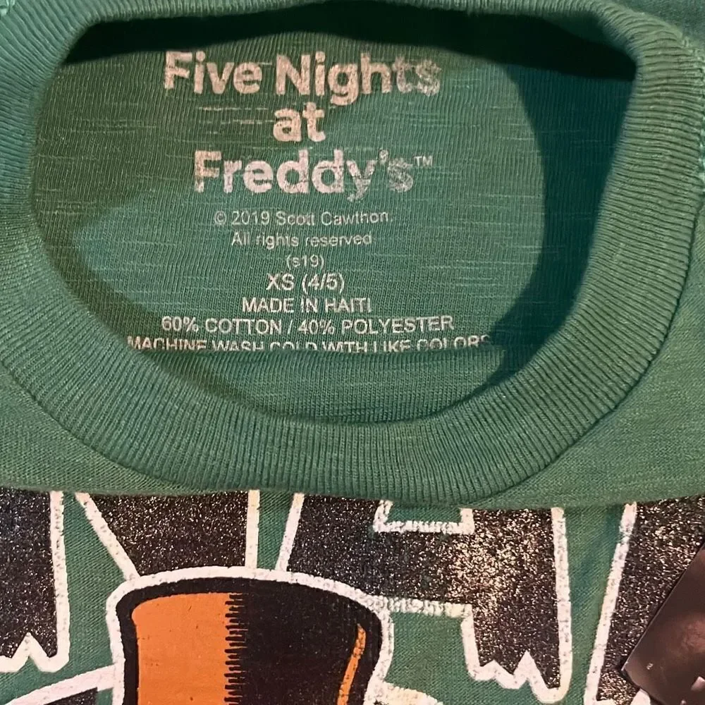 Five Nights At Freddy's Youth Boys FNAF Freddy Fazbear Tee Shirt New XS (4-5)